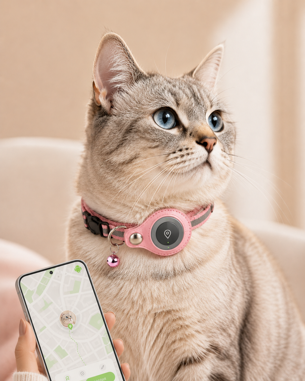 Collier GPS Chat Sans Abonnement – Compatible Apple & Android | PawConnect